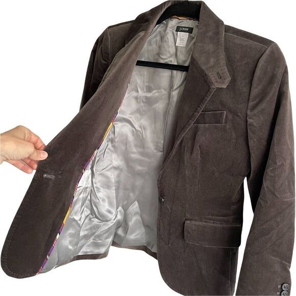 J. CREW Velvet Blazer Grey Brown 4P - Picture 4 of 9